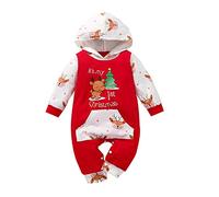 Alunsito My Frist Christmas Clothes Set Baby Girl Christmas Mameluco con capucha con bolsillo Baby Girl Otoño Invierno Outsits Rojo 100 9-12 meses