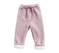 Alunsito Pantalones de Chándal para Bebé Niña Niño con Cordón Pantalones de Chándal de Algodón para Niños Pequeños Pantalones de Invierno Pantalones de Chándal Gruesos 2-3 Años Rosa
