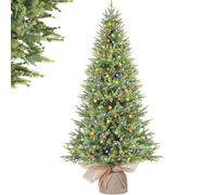 Alupssuc 150 cm Árbol de Navidad Artificial Preiluminado, Puntas de Ramas de PE Tupidas y Naturales, Luces LED Premium 180, 12 Modos de Luz, Decoraciones Navideñas
