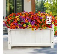 Alupssuc 24 Ramos de Flores Artificiales Decoracion Exterior, Mixto 4 Colores Morado Plastico Flores Falsas Plantas, para Interior Exterior Cestas Colgantes Jardin Porche Boda
