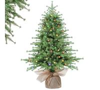 Alupssuc 3FT Árbol De Navidad Preiluminado, 90 Luces LED y 12 Modos, Mini Árbol De Navidad Artificial con Ramas de PE con Forma de Flor para Decoración Navideña En Interiores Y Exteriores