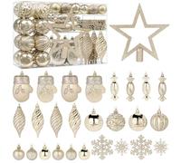 Alupssuc 80 Adornos Navideños, Adornos para Árboles de Navidad, Bolas Navideñas de Plástico Irrompibles para Colgar con Ganchos para Fiestas de Navidad, Bodas y Vacaciones, Dorado Champán
