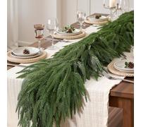 Alupssuc Guirnalda navideña Realista de 360 cm (12 pies), 100% PE Artificial, Tacto Real, para repisas, escaleras, chimeneas, Decoraciones navideñas para Interiores y Exteriores, Verde