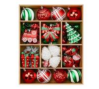 Alupssuc Juego de Bolas navideñas Personalizadas de 82 Quilates, irrompibles, para Decorar Fiestas, Bodas y festividades con Cuerdas precolgadas, en Negro y Dorado,Rojo, Verde y Blanco