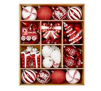 Alupssuc Juego de Bolas navideñas Personalizadas de 82 Quilates, irrompibles, para Decorar Fiestas, Bodas y festividades con Cuerdas precolgadas, en Negro y Dorado,Rojo y Blanco