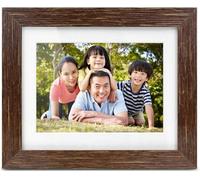 Aluratek Marco de Fotos Digital de Madera Envejecida de 8 Pulgadas, presentación de Diapositivas automática, Compatible con USB/SD/SDHC, Reloj y Calendario Integrados, fácil instalación, Borde de