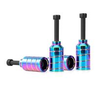 Aluscota Pegs para patinete - 2 unidades Pro Stunt Scooter Pegs Rainbow negro con eje de 12,9 niveles y tuerca de fijación | aluminio PRO Roller Pegs | 5050s Grinds