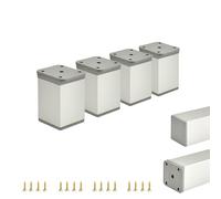 ALUSFERA Patas ajustables para muebles - Juego de 4 - Patas de armario con diseño elegante - Patas para muebles 40 x 40 x 60 mm Fácil montaje con juego completo de tornillos