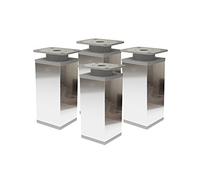 Alusfera Patas para Muebles - Altura Ajustable - Patas Ajustables - Patas para Muebles - Patas de Armario - Patas para Muebles 4 Unidades 40 x 40 mm - Patas de Metal para Muebles 80 mm - Accesorios