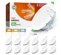 ALUSSO 10W Downlight LED Techo Empotrable Regulable Corte 90-100MM 12 Pack | IP44 Focos LED Interior Techo Empotrado, 3CCT 3000K Cálido 4000K Neutro 6500K Frío, Blanco