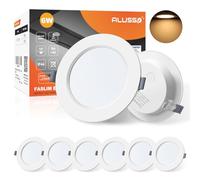 ALUSSO Downlight LED Empotrable 6W IP44 3000K Blanco Cálida, Ultradelgado 25.5mm, Corte 95-100mm, Ojos de Buey para Techo Baño Salón, 6 Pack