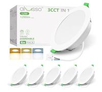 ALUSSO Downlight LED Techo Empotrable Regulable, 12W 1200LM IP44 Focos LED Interior Techo Empotrado 3000K 4000K 6500K Ajustable, Corte 120-130mm, 6 Pack