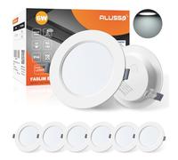 ALUSSO Focos LED Interior Techo Empotrado 6W 6500K Blanco Frio, IP44 Downlight LED Techo Empotrable No Regulables Ultradelgado 25mm, Corte 95-100mm, Ojos de Buey para Baño Cocina Salón, Juego de 6