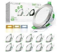 ALUSSO Focos LED Interior Techo Regulable, 3WT 4W 6W 8W 3CCT 3000K 4000K 6500K, IP44 Downlight Empotrable Ojos de Buey, Ultradelgado 29mm, Ø68-78mm, Níquel Cepillado, 10Pack
