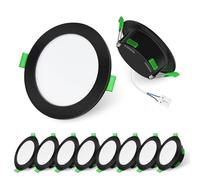 ALUSSO LIGHTING 4W/6W/8W Downlight LED Techo Empotrable Regulable 230V, 3CCT 3000K/4000K/6500K modificable, Foco LED Empotrable 29 mm, Foco Para Baño IP44, Negro, Juego de 10