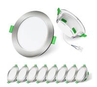 ALUSSO LIGHTING 4W/6W/8W Downlight LED Techo Empotrable Regulable 230V, 3CCT 3000K/4000K/6500K modificable, Foco LED Empotrable 29 mm, Foco Para Baño IP44, Níquel Satinado, Juego de 10