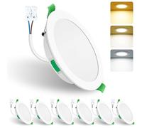 ALUSSO LIGHTING Focos Led Interior Techo,15W 1250LM downlight led techo empotrable,3CCT 3000K 4000K 6500K, IP44 Corte 140-160mm, Foco Empotrable Led Techo Para baño,Cocina, dormitorio,Blanco,6 Pack