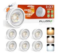 ALUSSO LIGHTING Módulo LED Ultra Plano ø50x25mm para Foco Empotrable, 6W 540lm 230V, Blanco Cálido Blanco Natural Blanco Frío Regulable, Reemplaza Bombillas GU10 MR16, Impermeable IP44, Pack de 6