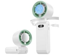 Alutoria Mini Ventilador de Mano, Función de refrigeración, Turbo Ajustable de 1-199 Velocidad, Pantalla LED, Ventilador de Cuello Pequeño Plegable USB para Camping,Viajes,Hogar,Oficina (Blanco)