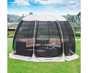 Alvantor Screen House - Tienda de campaña instantánea, toldo para el Aire Libre, Refugio para el Sol, Paredes de Malla, no es Impermeable, Patente Pendiente, 3,6 x 3,6 m, Beige
