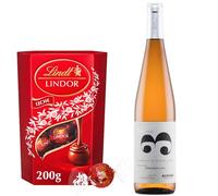 Alvear - 3 Miradas Cerro Macho | Estuche con Lindor 200g | Vino blanco con crianza | Regalo original y gourmet | Perfecto para sorprender