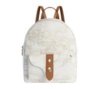 Alviero Martini 1A Classe Mochila de un solo hombro Geo Classic, tejido PVC Coated Canvas, beige con motivo geográfico, correa ajustable, 31 x 20 x 7 cm
