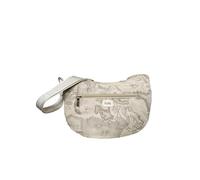 Alviero Martini 1A Classe Bolso bandolera mujer, Geo Classic con impresión de mapa, tejido revestido, correa ajustable, beige y negro