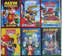 ALVIN AND THE CHIPMUNKS complete collection 6 DVDS: Here Comes Trouble + The Squeakquel + Road Chip + Chipwrecked + meet the Wolfman + Frankenstein