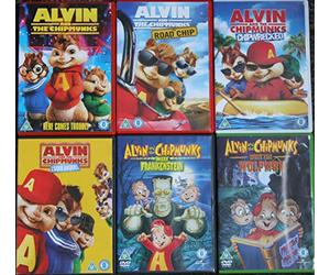 ALVIN AND THE CHIPMUNKS complete collection 6 DVDS: Here Comes Trouble + The Squeakquel + Road Chip + Chipwrecked + meet the Wolfman + Frankenstein