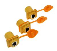 Alvin's Cables 3 Pcs RJ45 Acoplador Impermeable IP65 Montaje en Panel Ethernet Conector Amarillo