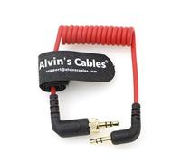 Alvin's Cables Cable de audio TRS de 3,5 mm a TRS de 3,5 mm para Sennheiser Deity TC-1, cable en espiral TRS de ángulo recto para cámara réflex digital | cámara sin espejo