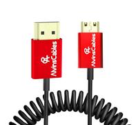 Alvin's Cables Cable en espiral mini HDMI a HDMI de alta velocidad 8K, aluminio 8K a 60Hz 4K a 240Hz HDMI 2.1, compatible con cámara, videocámara, tableta y tarjeta gráfica/de video, portátil