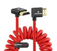 Alvin's Cables Cable HDMI 2.1 8K 48Gbps 8K@60Hz 4K@120Hz Cable de alta velocidad trenzado en espiral para Sony FS5 FS7, BMPCC, Canon C300 C500, Atomos Ninja, Feelworld, Ángulo de derecha a arriba Rojo