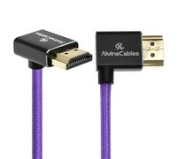Alvin's Cables Cable HDMI 2.1 8K 48Gbps 8K@60Hz 4K @120Hz Cable espiral trenzado de alta velocidad para Sony FS5, FS7, BMPCC, Canon C300 C500, Atomos Ninja,Feelworld,Ángulo recto hacia arriba, Violeta