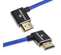 Alvin's Cables Cable HDMI 2.1 8K@60Hz 4K@120Hz de alta velocidad para monitor Atomos Ninja, cable en espiral trenzado en ángulo de izquierda a derecha para Sony FS5, Canon C300 C500, cámara Nikon Z9,