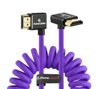 Alvin's Cables Cable HDMI 2.1 8K 8K@60Hz 4K@120Hz Cable de alta velocidad trenzado en espiral para Atomos Ninja, Feelworld, Sony FS5 FS7 FX9, BMPCC, Canon C300 C500, Ángulo de izquierda a arriba