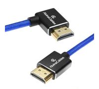 Alvin's Cables Cable HDMI 2.1 de alta velocidad 8K a 60Hz 4K a 120Hz trenzado en espiral para Atomos Ninja, para Feelworld, para Sony FS5 FS7 FX9, BMPCC, para Canon C300 C500, ángulo recto, azul