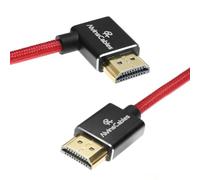 Alvin's Cables Cable HDMI 2.1 de alta velocidad 8K a 60Hz 4K a 120Hz trenzado en espiral para Atomos Ninja, para Feelworld, para Sony FS5 FS7 FX9, BMPCC, para Canon C300 C500, ángulo recto, rojo
