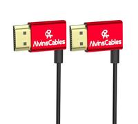 Alvin's Cables Cable HDMI 8K 2.1 48 Gbps de alta velocidad Φ2,4 mm HDMI ultrafino 8K@60Hz 4K@120Hz para Sony A7 A9, BMPCC, Canon C70, Atomos Ninja, SmallHD, ángulo izquierdo a izquierdo 30 cm