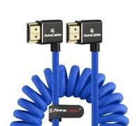 Alvin's Cables Cable HDMI 8K 2.1 48Gbps 8K@60Hz 4K@120Hz Cable de alta velocidad trenzado en espiral para Sony A7 A9, BMPCC, Canon C70, Atomos Ninja, Feelworld, Ángulo de izquierda a izquierda, Azul