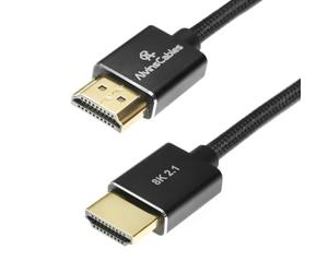 Alvin's Cables Cable HDMI a HDMI 8K 2.1 8K@60Hz 4K@120Hz alta velocidad para Atomos Ninja, para Sony FS5 FS7 FX9,BMPCC, para Canon C300 C500, cable trenzado en espiral negro