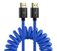 Alvin's Cables Cable HDMI a HDMI 8K 2.1 8K @60Hz 4K @120Hz de alta velocidad para Atomos Ninja, para Sony FS5 FS7 FX9, BMPCC, para Canon C300 C500, cable trenzado en espiral azul