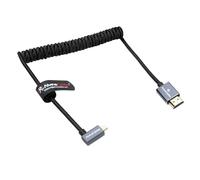 Alvin's Cables Cable micro HDMI a HDMI en ángulo izquierdo 8K @60Hz 4K @120Hz, trenzado en espiral HDMI 2.1 para Sony A7RIII/A7II/A7M3, Canon R5/M6, Fujifilm X-T4/X-T3, GoPro, Nikon - Ultra duradero