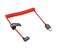 Alvin's Cables Cable micro HDMI a HDMI en ángulo izquierdo 8K @60Hz 4K @120Hz, trenzado en espiral HDMI 2.1 para Sony A7RIII/A7II/A7M3, Canon R5/M6, Fujifilm X-T4/X-T3, GoPro, Nikon, rojo ultra