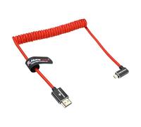 Alvin's Cables Cable micro HDMI a HDMI en ángulo recto 8K @60Hz 4K @120Hz, trenzado en espiral HDMI 2.1 para Sony A7RIII/A7II/A7M3, Canon R5/M6, Fujifilm X-T4/X-T3, GoPro, Nikon, rojo ultra duradero