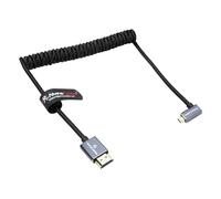 Alvin's Cables Cable micro HDMI a HDMI en ángulo recto 8K @60Hz 4K @120Hz, trenzado en espiral HDMI 2.1 para Sony A7RIII/A7II/A7M3, Canon R5/M6, Fujifilm X-T4/X-T3, GoPro, Nikon - Ultra duradero
