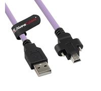 Alvin's Cables Cable USB 2.0 Tipo-A a Mini USB con cerradura, espaciado doble tornillo de 15 mm para cámara industrial Daheng, cadena de tracción alta flexibilidad blindada, puerto abombado, 2 m/6,56