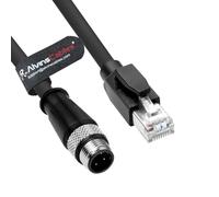 Alvin's Cables M12 4 Pin to RJ45 Industrial Ethernet Cable 4 Position D Coded Network Cord CAT5 Shielded Cable 1M