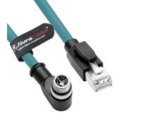 Alvin's Cables M12 X-CODE 8 pines macho a RJ45 Cable Ethernet para cámara keyense Cognex,cable Cat6A alto para automatización industrial, módulo bus terreno, robótica, ángulo recto 32.8ft/10m verde