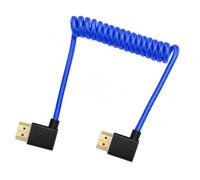 Alvins HDMI2.1 - Cable trenzado en espiral 8K, ángulo recto a izquierdo, 48 | Compatible con 8K60/4K120, HDR, VRR, eARC, para Atomos Ninja V, Portkeys BM5, Feelworld Monitor, para Canon, ZCAM